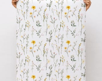 Wildflower Wallpaper Scandinavian Floral Wallpaper Peel and Stick Wall Paper French Country Wall Paper Cottagecore Wall Decor Vinyl