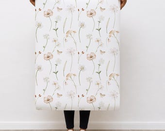 Wildflower Wallpaper Scandinavian Wallpaper Peel and Stick Wall Paper Watercolor Floral Wall Decor Removable Wall Paper for Living Room