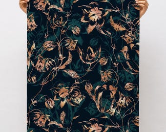 Dark Academia Wallpaper peel and stick wallpaper dark floral wall paper tropical Maximalist wall paper grand millennial vintage Vinyl