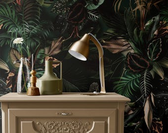 Dark Jungle Peel and Stick Tropical Wallpaper Removable Bedroom Living Room Decor