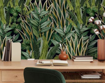 Tropical Green Leaf Wallpaper Mural – Lush Jungle Wall Decor