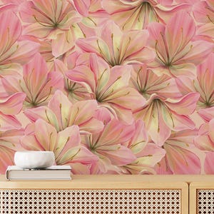 Seamless Pattern Flowers Wallpaper, Abstract Hand Drawn Floral Wall Art for Living Room Decor, Peel and Stick Removable Wallpaper, Wall Art