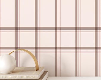 Vintage Plaid Pre pasted Peel and Stick Wallpaper Removable Wall Mural For Office