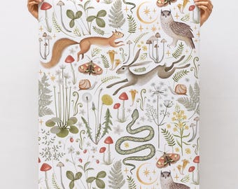 Woodland Nursery Wallpaper Rabbit Wallpaper Cottagecore Nursery Wall Paper Woodland Animal Wall paper Baby Boy Nursery Wall Decor Toddler