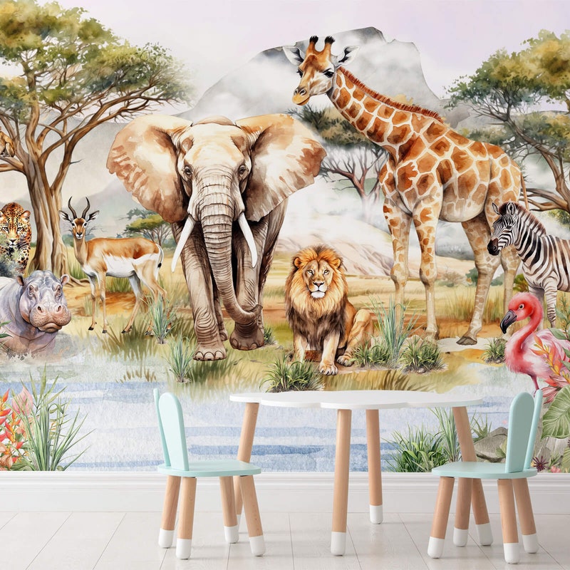 Safari Nursery Wallpaper - Etsy