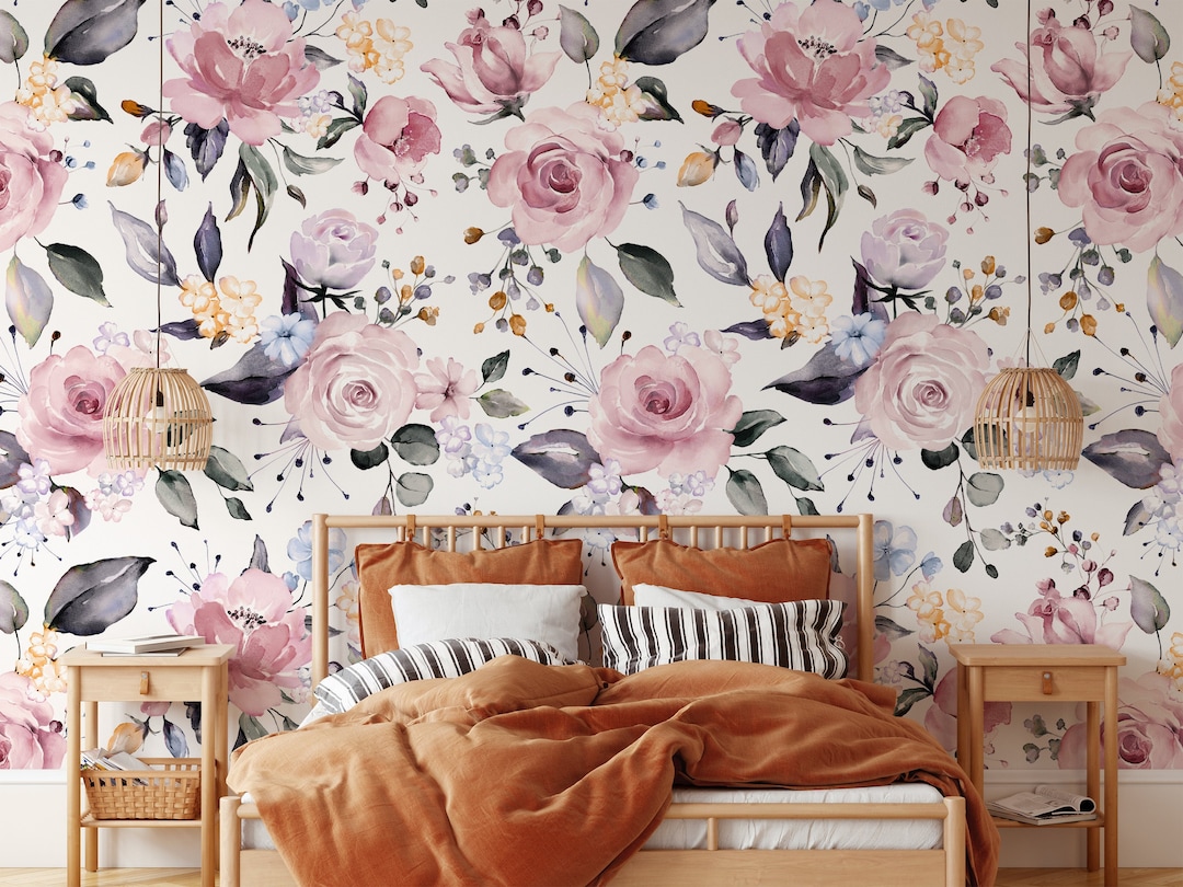 Large Blush Pink Peonies Wallpaper | Soft Pink Cozy Floral Removable ...