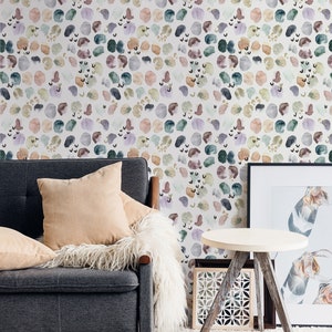 Multicolored Abstract Art Wallpaper | Modern Boho Scandinavian Removable Wallpaper - Bedroom, Living Room - Textured and Funky & Vinyl Decor