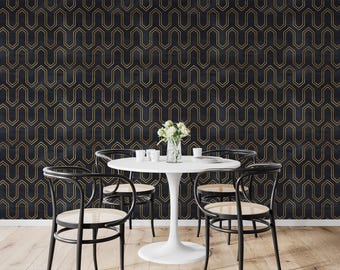 Gold Geometric Peel and Stick Wallpaper  Modern Metallic Removable Decor