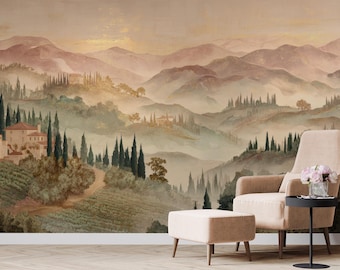 Customized Vintage Vintage Scenic Wallpaper - Perfect Watercolor Retro Peel and Stick Wall Home Decor