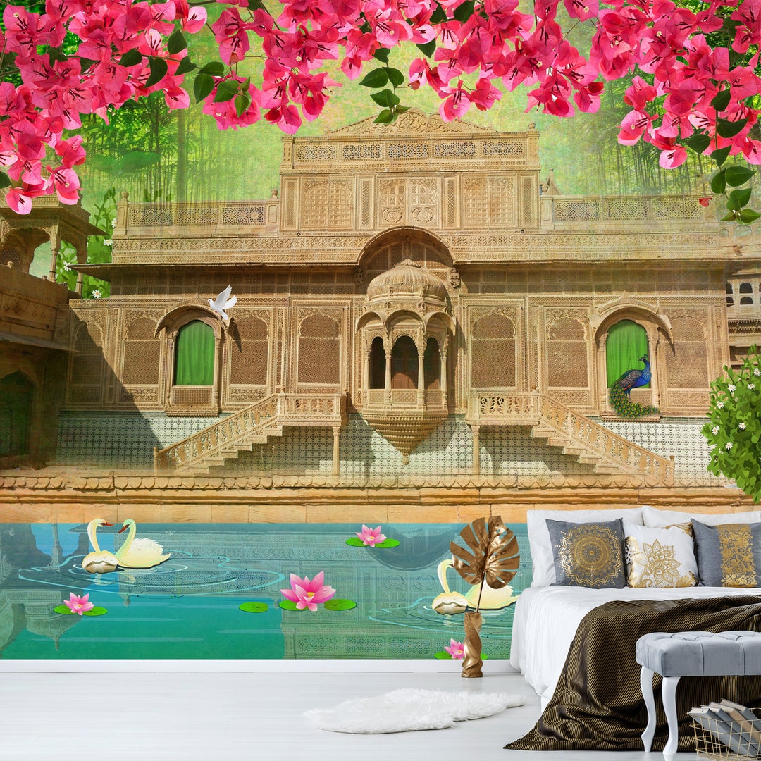 Beautiful Palace Indian Themed Wallpaper | Scenic Landscape Removable ...