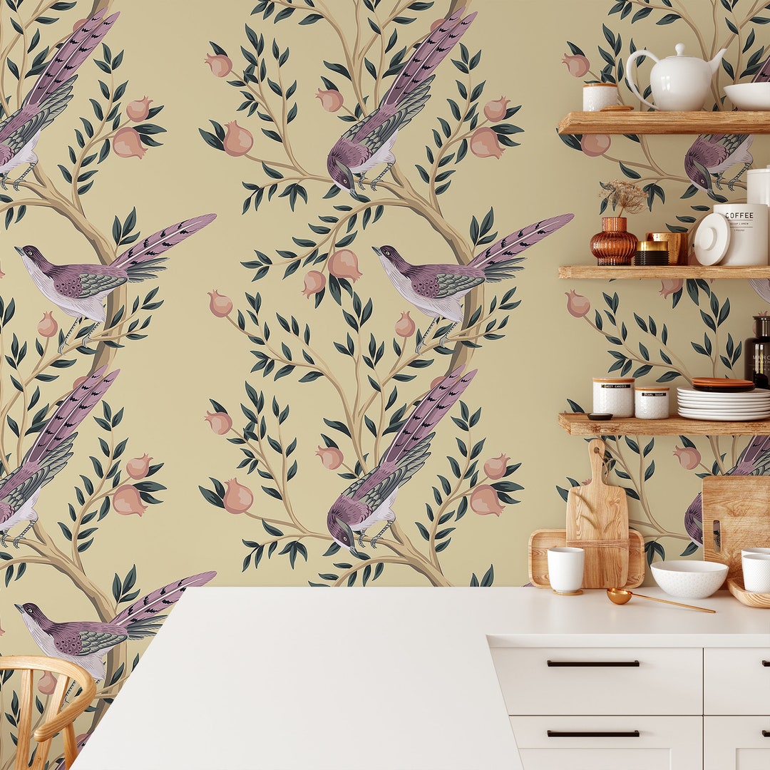 French Bird Wallpaper Birds and Branches Wallpaper Birds on Tree