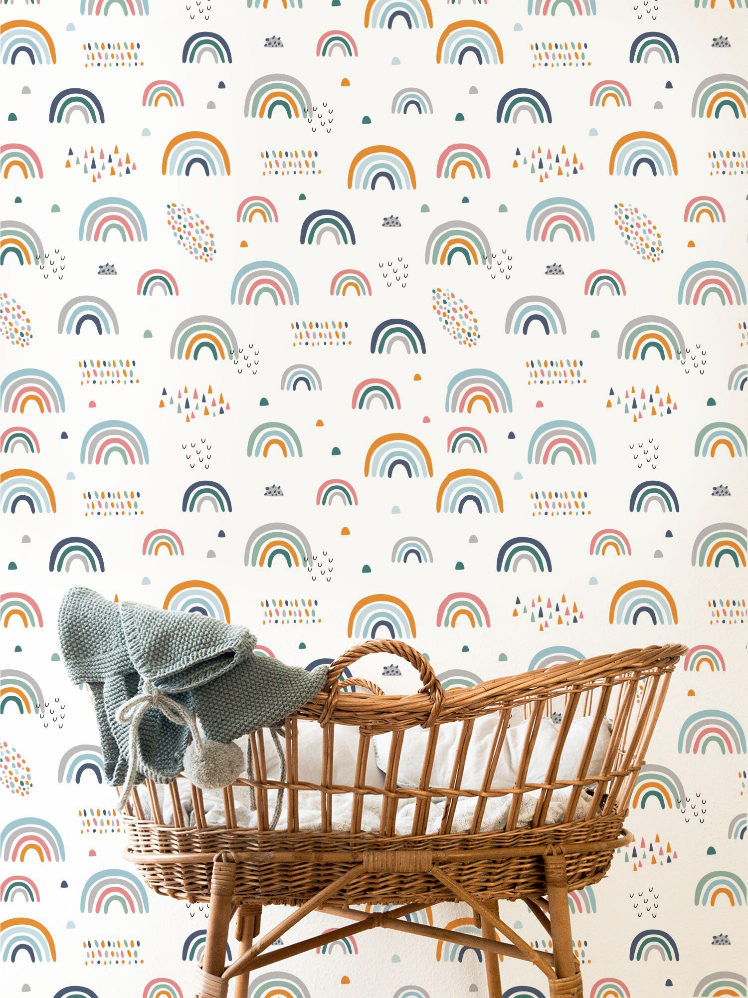 Rainbow Wallpaper Nursery Wall Decor Kids Bedroom Wallpaper Etsy