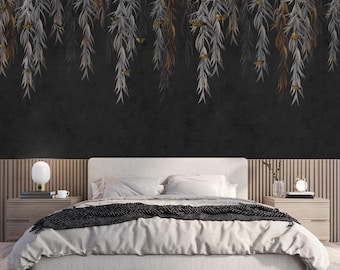Peel & Stick Botanical Wall Mural, Hanging Leaves Wallpaper