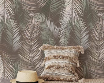 Tropical Palm Leaf Wallpaper Peel and Stick Modern Living Room Decor
