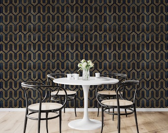 Geometric Wallpapers, Yellow Gold Wallpaper, Modern Bedroom Wallpaper, Self Adhesive Wallpaper, Peel And Stick Wallpaper Roll