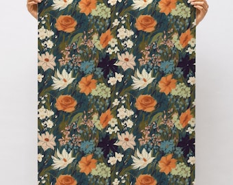 Floral Peel and Stick Wallpaper Ceiling Wallpaper Dark Academia Wall Paper Mid Century Modern Wall Paper Maximalist Dark Botanical Vinyl