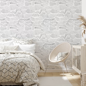 Modern Monochrome Lines Wallpaper | Luxury Grey Geometric - Peel & Stick Wallpaper, Temporary Minimalistic Design for Living Room, Bedroom