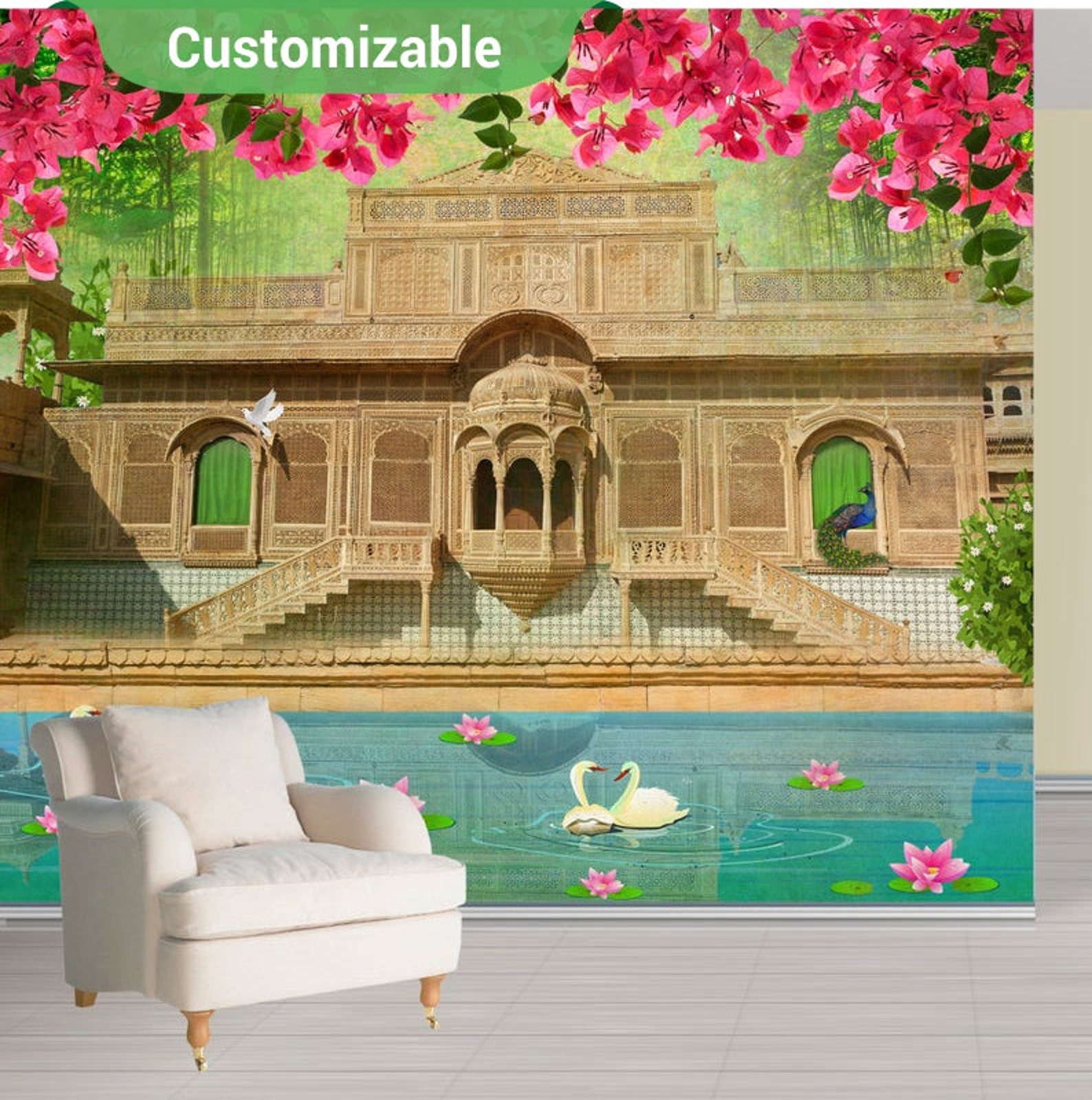 Indian Wallpaper Scenic Wallpaper Palace Wall Mural Self | Etsy