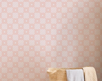 Pink Canvas Abstract Peel and Stick Wallpaper  Minimalist Removable Bedroom Decor