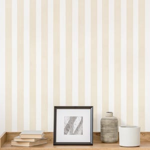 Peel and Stick Wallpaper, Beige Vertical Stripe Wallpaper, Elegant Light Tan Wall Mural for Home Decor, Abstract Wall Art for Living Room