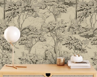 Customize Neutral Beige Watercolor Peel and Stick Wallpaper, Self Adhesive Scenic Tree Nature Wall Art - Removable Wall Mural for Home