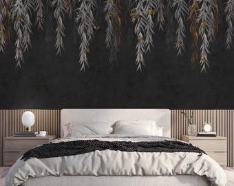 Peel & Stick Botanical Wall Mural, Hanging Leaves Wallpaper