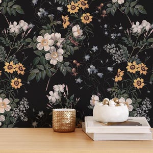 Peel and Stick Removable Wallpaper, Elegant White Roses Pattern Wall Art for Bedroom Decor, Tulip Floral Wallpaper, Vinyl Wallpaper