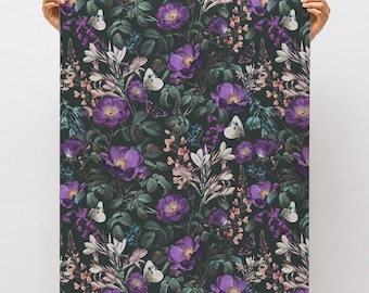 Floral Wallpaper Peel and Stick Wallpaper Moody Dark Academia Wall Paper Butterfly Cottagecore Wall Paper Mid Century Modern Wall Decor