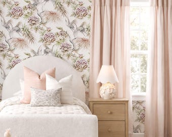 Chinoiserie Wallpaper Peel and Stick Wallpaper Crane Wall Paper Luxury Wall Paper French Country Wall Mural Floral Wall Decor for Farmhouse