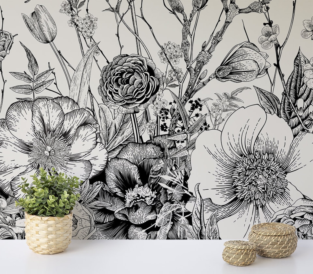 Peel and Stick Wallpaper Floral Removable Wallpaper Etsy
