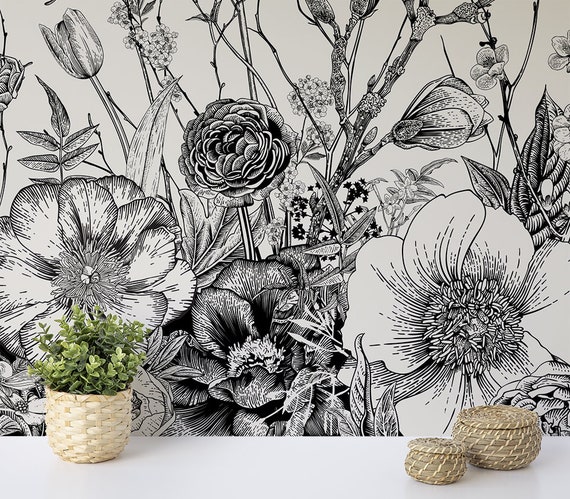 Peel and Stick Wallpaper Floral Removable Wallpaper | Etsy