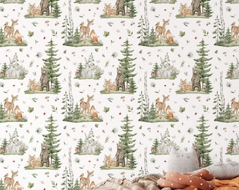 Kids Wallpaper in Peel and Stick Featuring Whimsical Pattern Removable Nursery Decor Kids Room