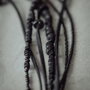 Layered boho bead necklace, multiple leather and bead string necklace, multi string bohemian bead jewelry image 5