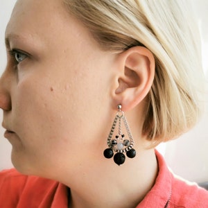 Hanging bead, chain earrings, dangle teardrop shape earrings image 8