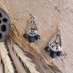 Hanging bead, chain earrings, dangle teardrop shape earrings image 1