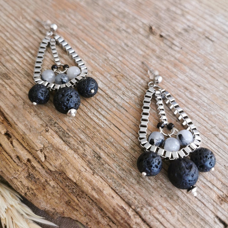 Hanging bead, chain earrings, dangle teardrop shape earrings image 7