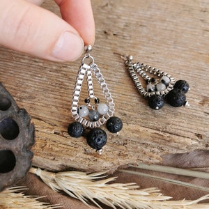 Hanging bead, chain earrings, dangle teardrop shape earrings image 3