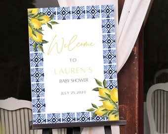 Positano Lemon Tile Baby Shower Welcome Sign (Digital)