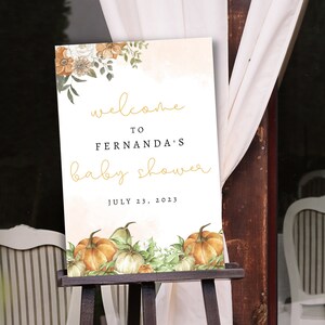 Baby Shower Fall Welcome Sign Template for Baby Shower Little Pumpkin Welcome Sign Editable Template