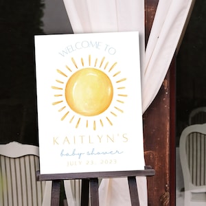 Baby Shower Here Comes the Son Welcome Sign for Baby Shower Boy Editable Welcome Sign Template Download