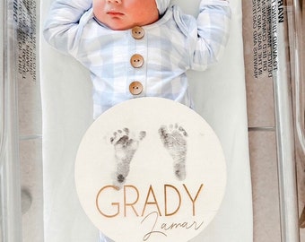 Baby Engraved Name Footprint Sign. Keepsake Sign. Hospital Sign. Birth Announcement.