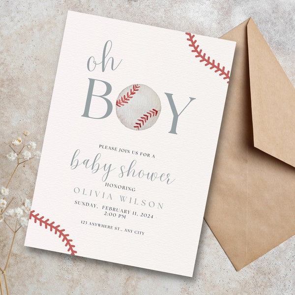 Baseball Baby Shower Invitation Boy All Star Theme Baby Shower Template Edit Yourself Invite Sports Baby Shower