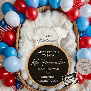 Fourth of July Pregnancy Announcement Digital Baby Reveal Birth Announcement Editable Template Pregnancy Patriotic