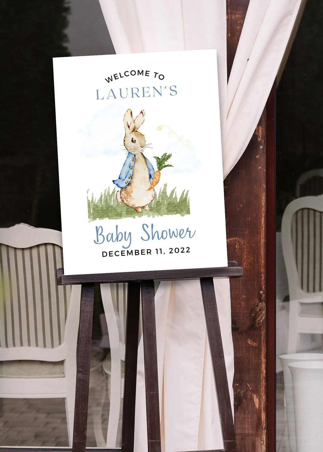 Peter Rabbit Baby Shower Welcome Sign Template, Gender Neutral Baby ...