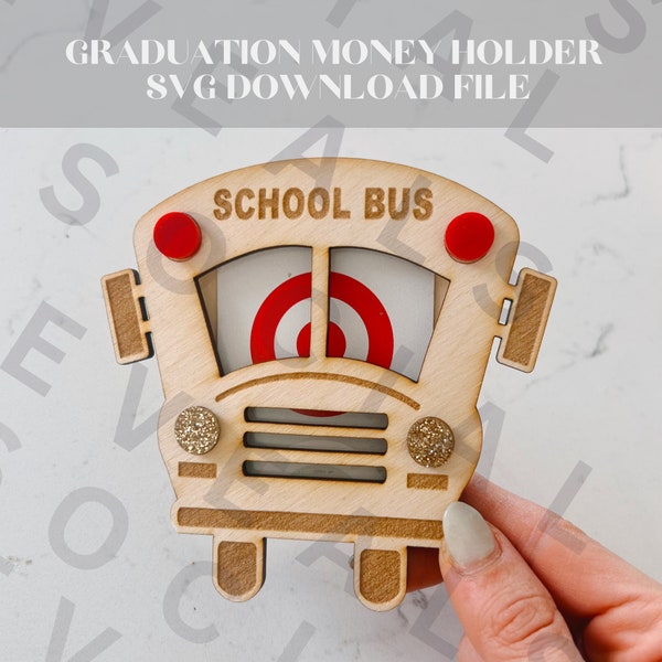 School Bus Gift Card Holder SVG File Bus Driver Gift Card Holder Gift Idea for Laser Cut File