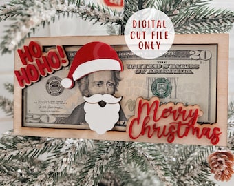 Archivo cortado a láser para portamonedas navideño: Plantilla de tarjeta de regalo (SVG, PDF)
