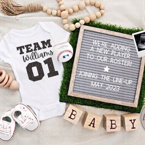 Baseball Pregnancy Announcement Digital for Baby Reveal Social Media Sports Birth Announcement