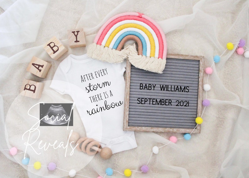 Due Date. After every storm Neutral Pregnancy Announcement Custom Pregnancy Announcement Rainbow Baby Digital Pregnancy Announcement
