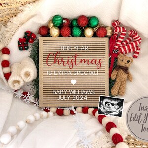 Christmas Pregnancy Announcement Digital Holiday Baby Announcement Editable Template for Social Media