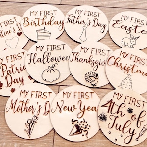 Miesięczne kamienie milowe świąt dla dziecka Pierwszy świąteczny drewniany znak prezent na baby shower znaczniki rekwizytów do zdjęć dla dzieci